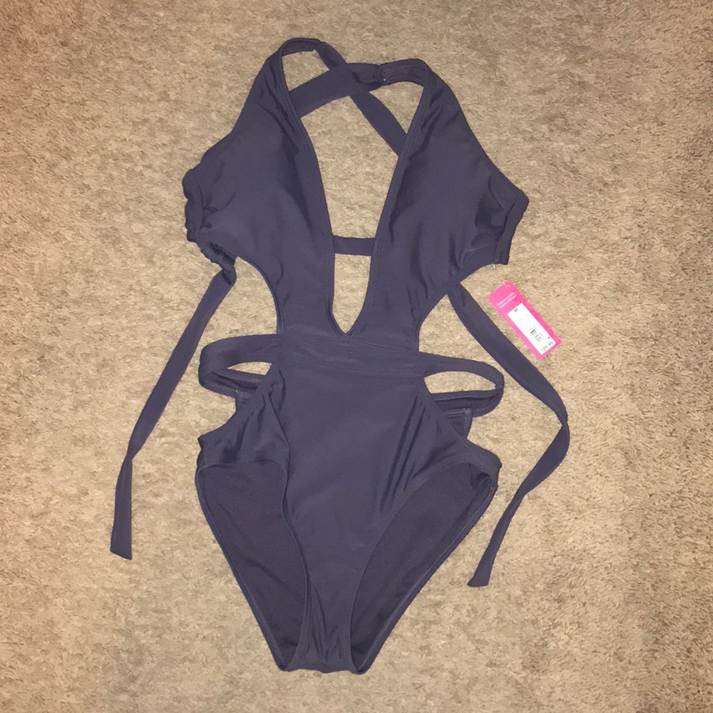 Xhilaration steel blue one piece swimsuit